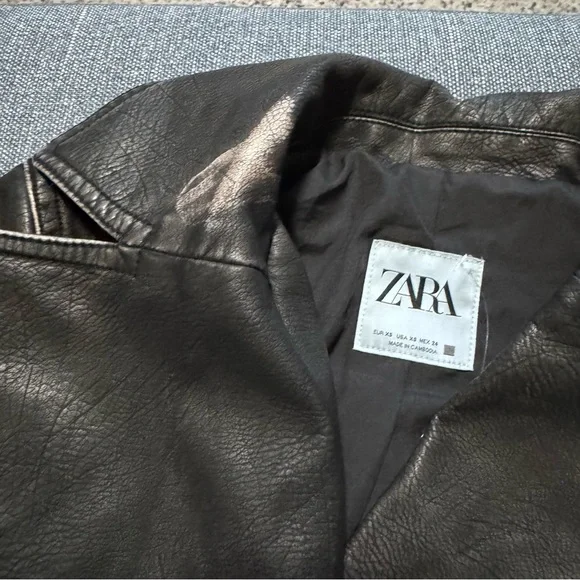 Zara Faux Leather Moto Biker Jacket - Picture 4 of 8